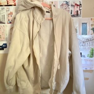 never worn Brandy Melville Christy Cream Oversized Zip Up Hoodie